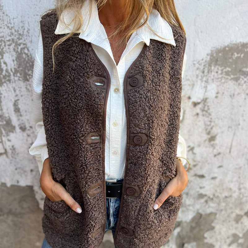 Nahla™ - Gilet Court Chaleureux à Boutons