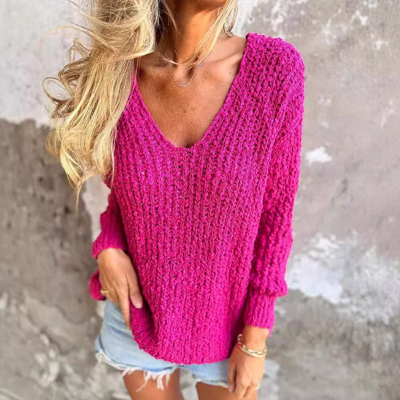 Margo™ - Chic et Confort Pull Ample Torsadé Col V pour Femmes