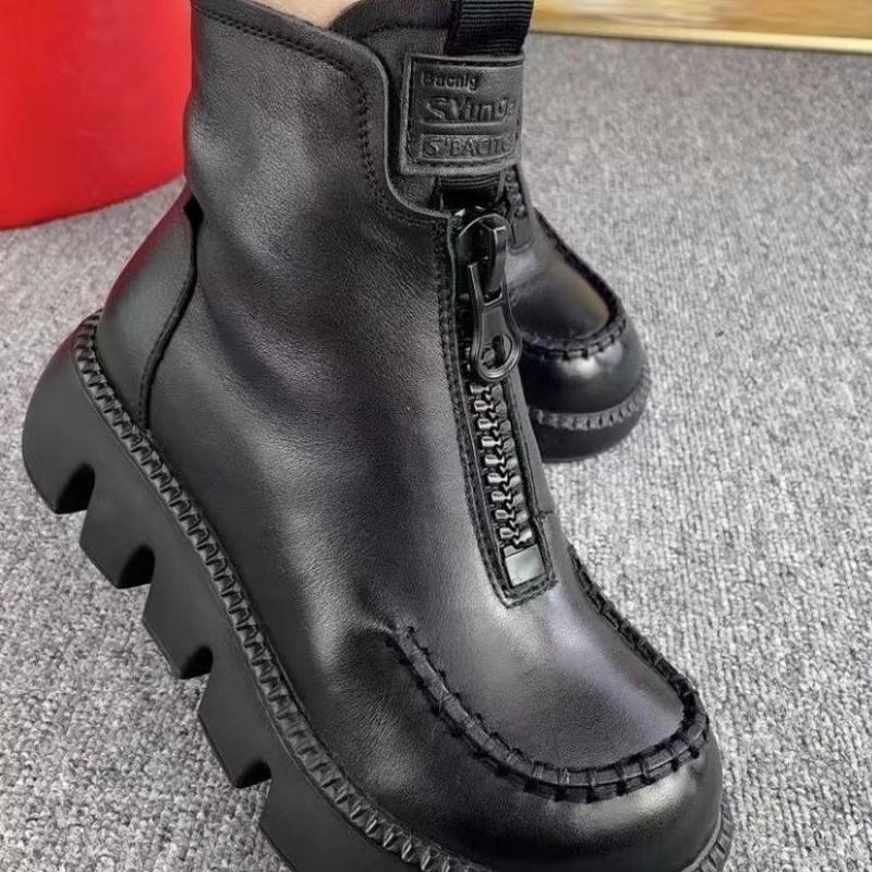 Coralie™ - Bottines en cuir femme à plateforme rétro