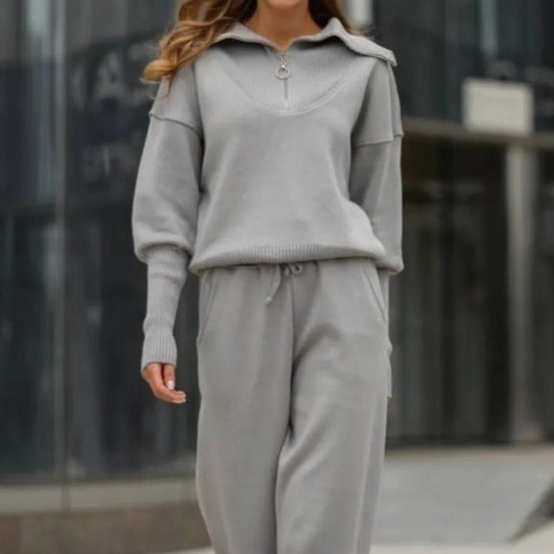 Rie™ - Ensemble Sportif Femme Tricoté à Demi-Fermeture Éclair