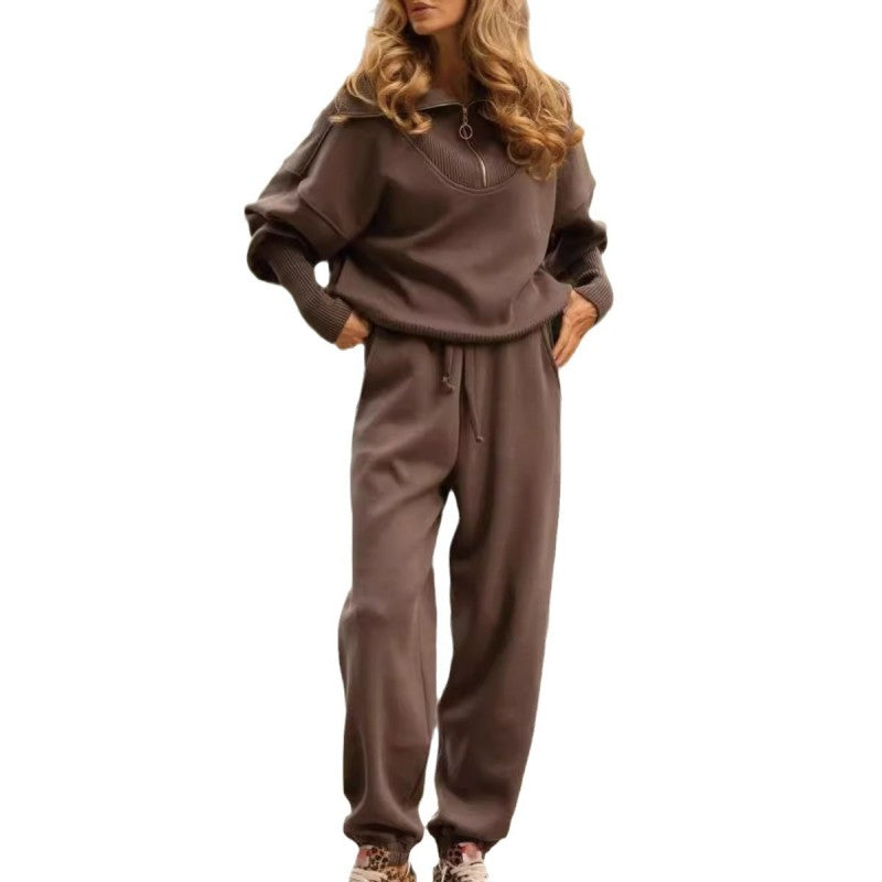 Rie™ - Ensemble Sportif Femme Tricoté à Demi-Fermeture Éclair