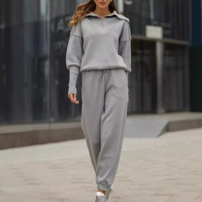 Rie™ - Ensemble Sportif Femme Tricoté à Demi-Fermeture Éclair