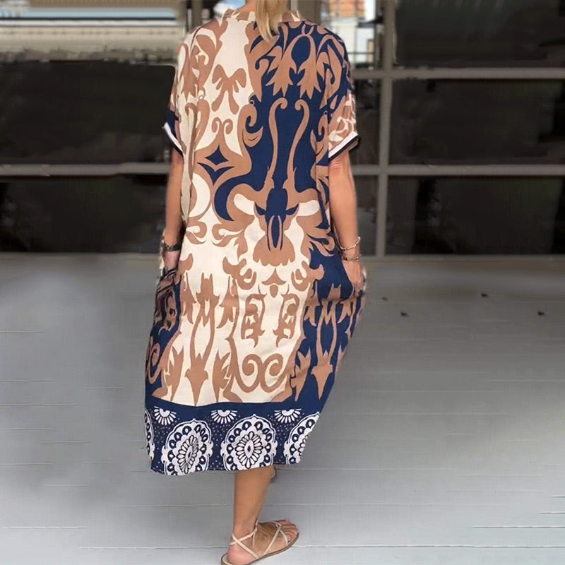 Bente™ - Robe Midi Ample à Imprimé Élégant