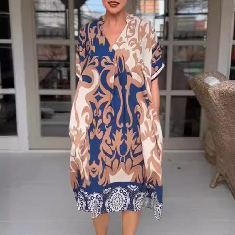Bente™ - Robe Midi Ample à Imprimé Élégant
