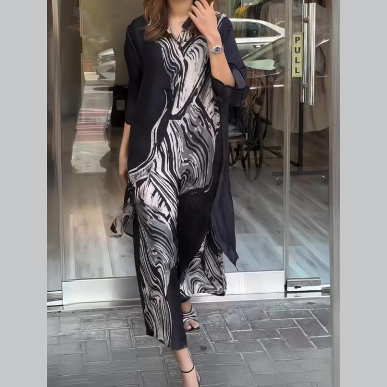 Clarice™ - Robe chemise fluide 2 pièces pour femmes