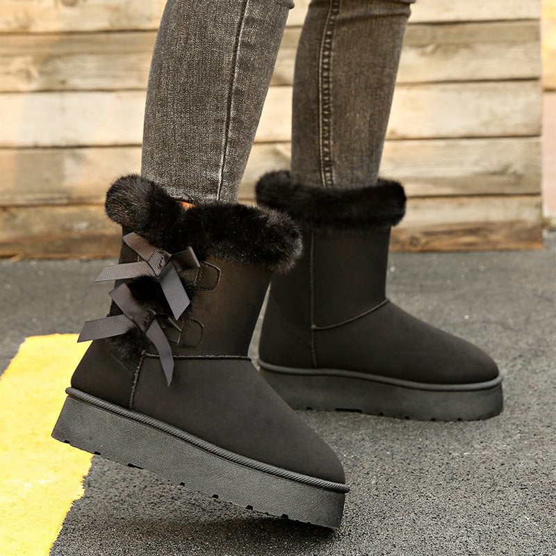 Cendrine - Bottes femme fourrées avec nœuds décoratifs