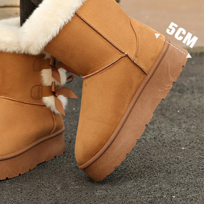 Cendrine - Bottes femme fourrées avec nœuds décoratifs