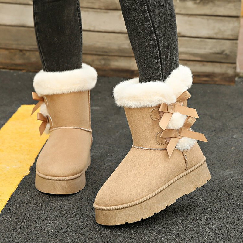 Cendrine - Bottes femme fourrées avec nœuds décoratifs
