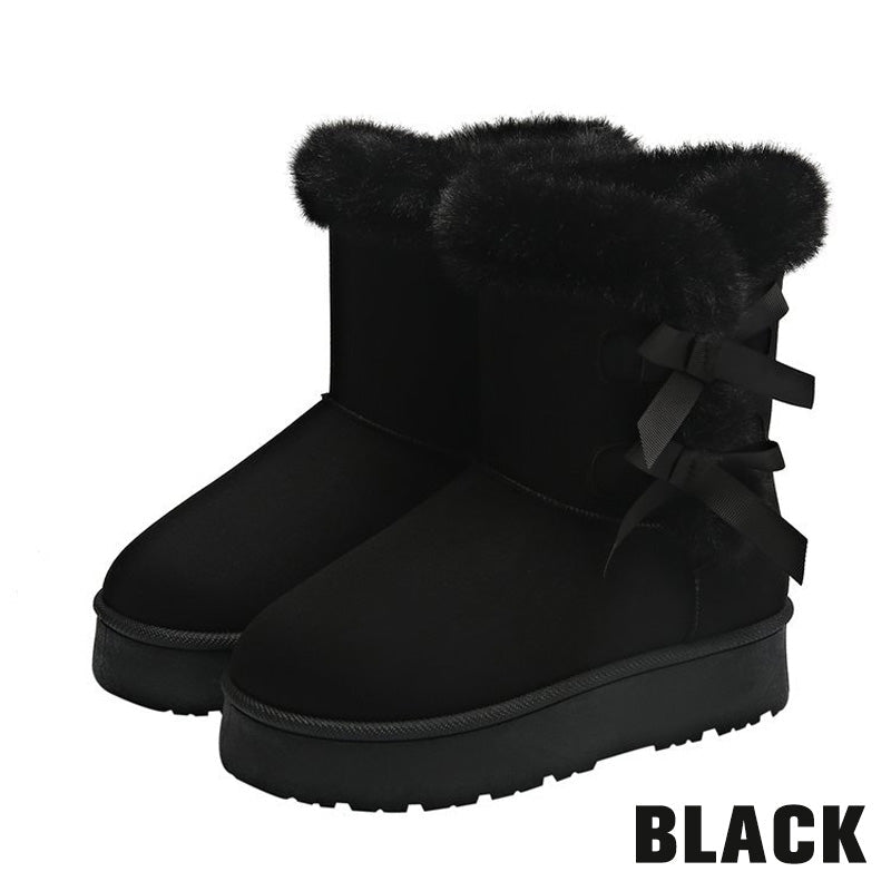 Cendrine - Bottes femme fourrées avec nœuds décoratifs