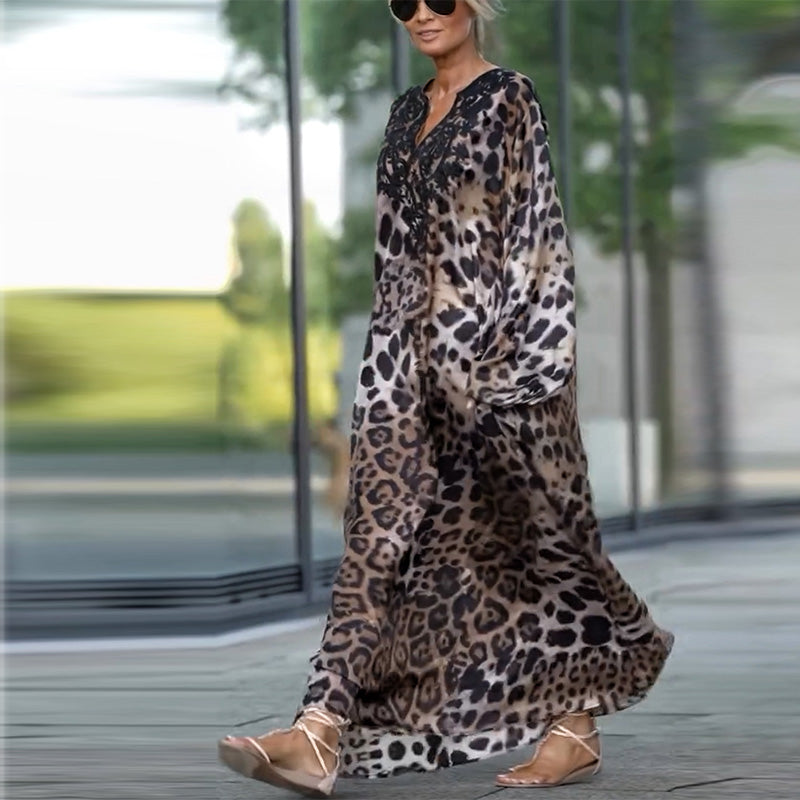 Cerise™ - Robe Longue Léopard Élégante