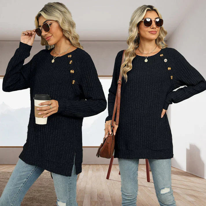 Aline™ - Pull élégant pour femme avec boutons décoratifs