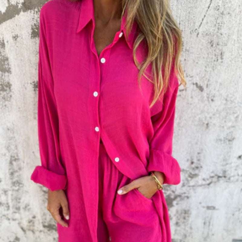 Alora™ - Ensemble chemise à manches longues et short pour femmes