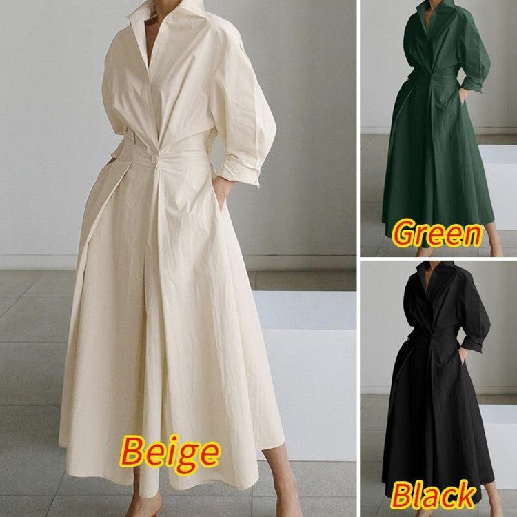 Barbe™ - Robe Maxi Longue en Coton Lin