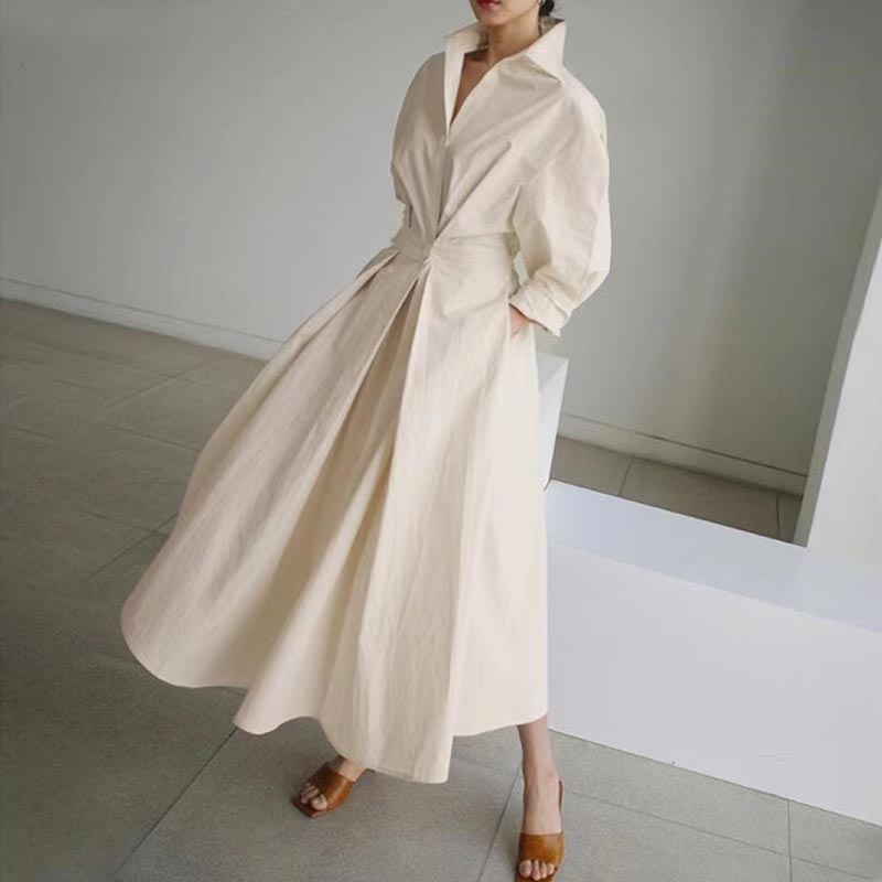 Barbe™ - Robe Maxi Longue en Coton Lin