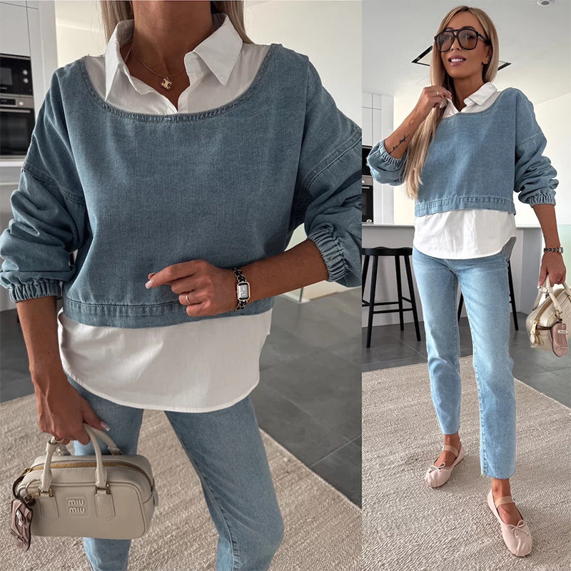 Jaselle™ - Ensemble Denim Moderne Femme