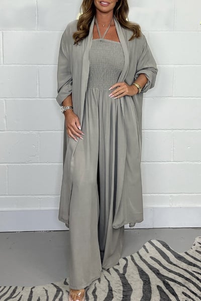 Benoîte™ - Ensemble 2 pièces à dos nu avec lacets et pantalon large pour femmes