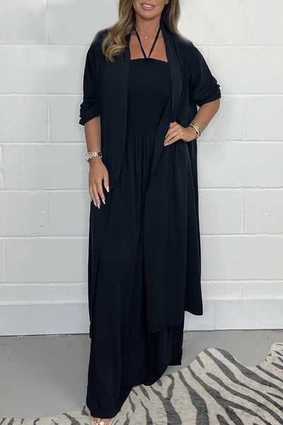 Benoîte™ - Ensemble 2 pièces à dos nu avec lacets et pantalon large pour femmes