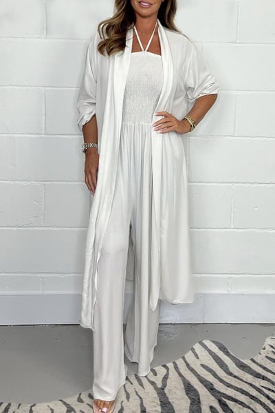 Benoîte™ - Ensemble 2 pièces à dos nu avec lacets et pantalon large pour femmes