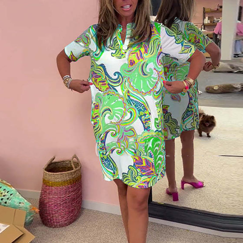 Gianna™ - Robe à Décolleté en V Imprimée Colorée
