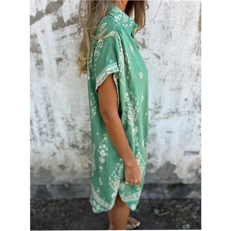 Sylviane™ - Robe Ample à Manches Courtes Imprimée avec Poches