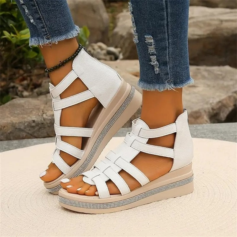 Amira™ - Sandales à Talon Wedge en Strass