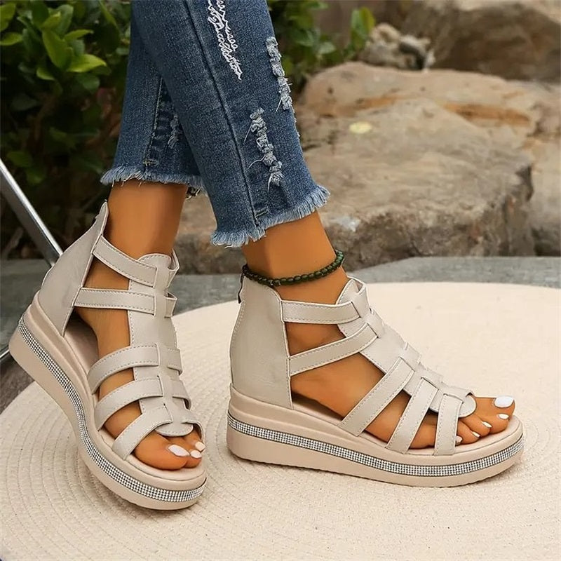 Amira™ - Sandales à Talon Wedge en Strass