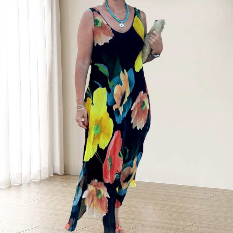 Maren™ - Robe Évasée Sans Manches à Imprimé Floral