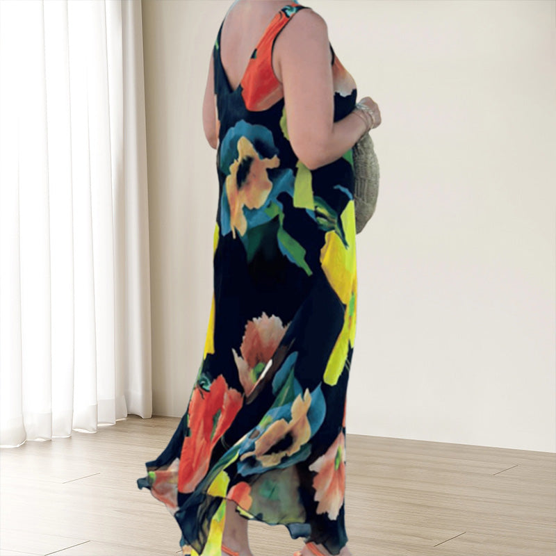 Maren™ - Robe Évasée Sans Manches à Imprimé Floral