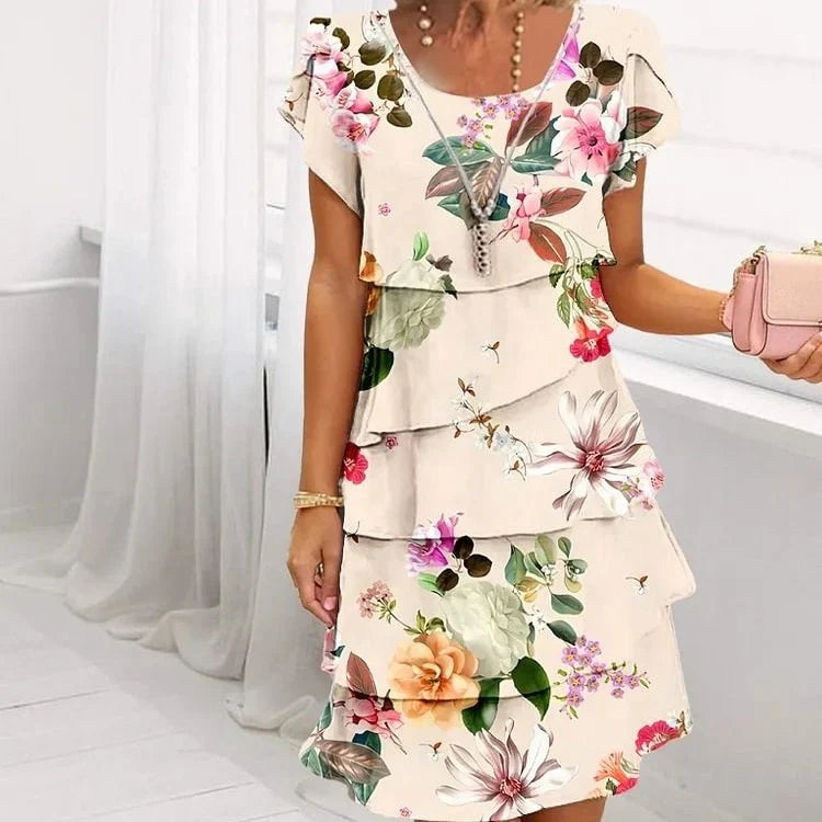 Elif™ - Robe Fleurie Plissée à Volants