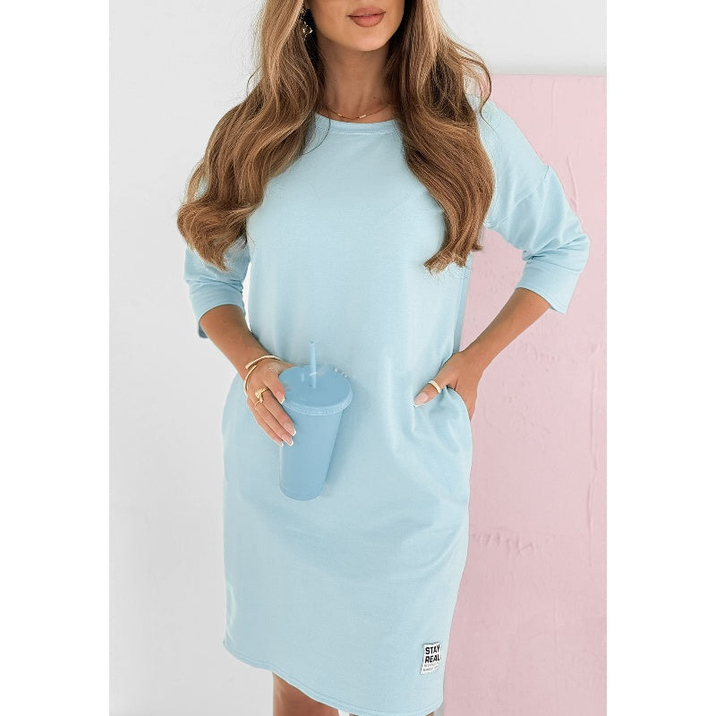 Lieka™ - Robe à Col Rond et Manches 3/4 avec Poches