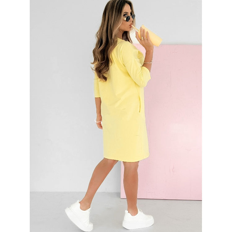 Lieka™ - Robe à Col Rond et Manches 3/4 avec Poches