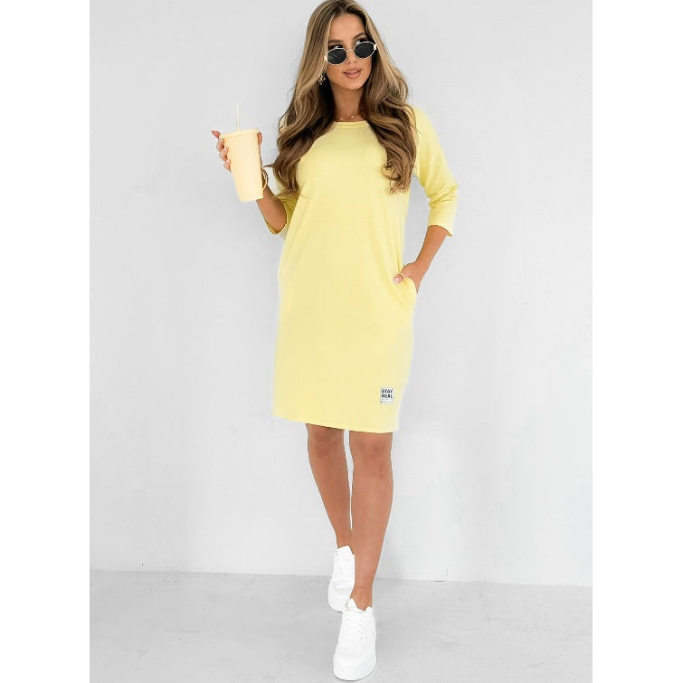Lieka™ - Robe à Col Rond et Manches 3/4 avec Poches