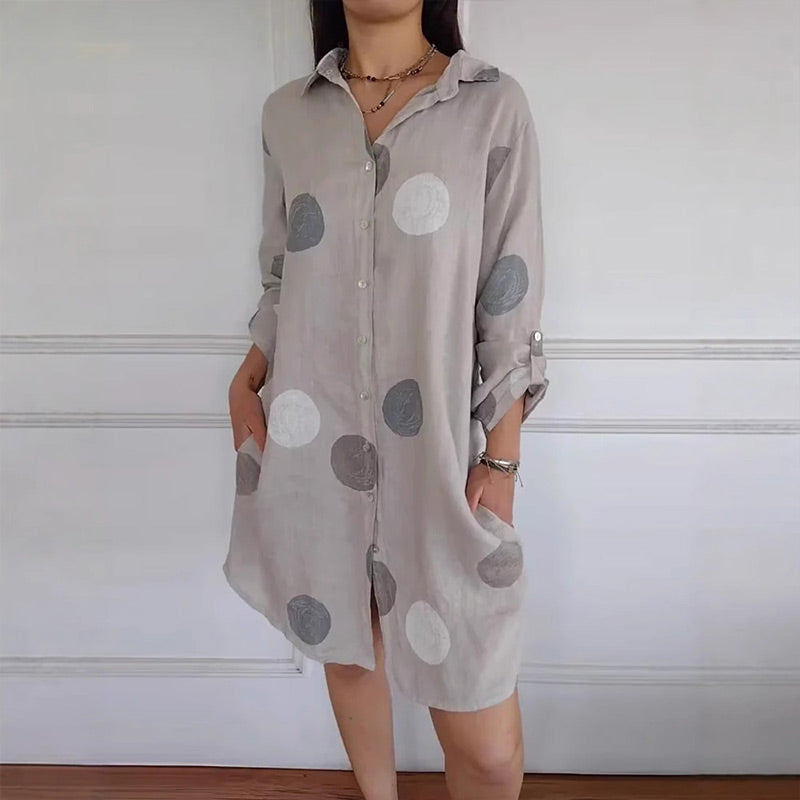 Melina™ - Robe Chemise Imprimée Décontractée avec Boutonnage pour Femmes