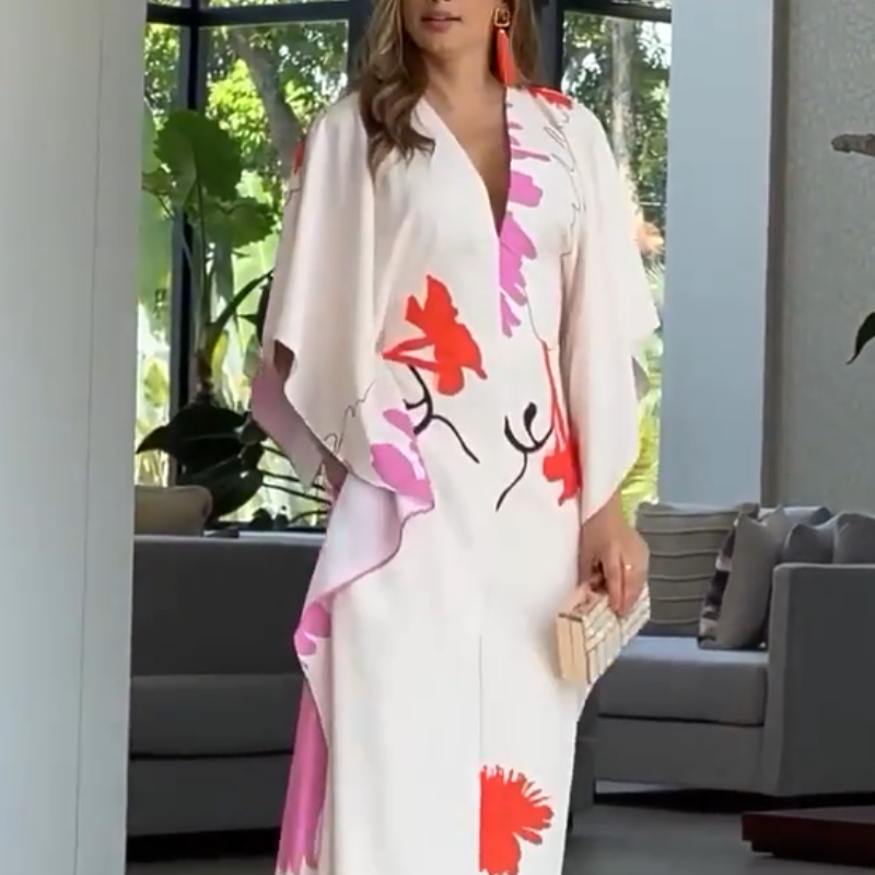 Séverine™ - Combinaison Fleurie à Manches Irrégulières et Jambes Larges
