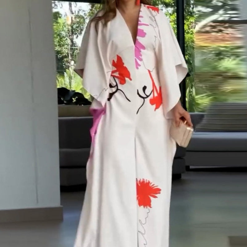 Séverine™ - Combinaison Fleurie à Manches Irrégulières et Jambes Larges