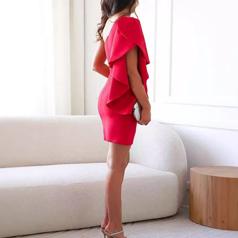 Arya™ - Robe Cocktail à Épaule Dégagée et Manches Volantes pour Femme