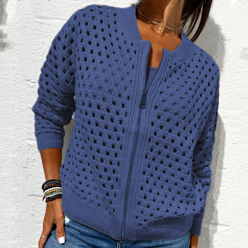 Florence™ - Veste Tricotée pour Femme avec Fermeture Éclair et Découpes