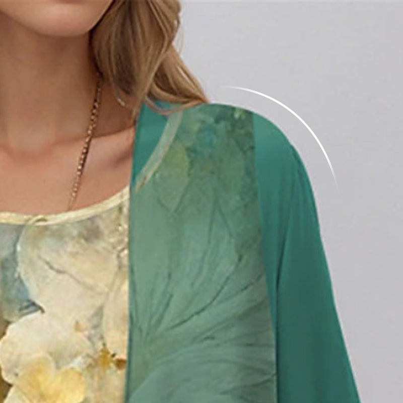 Eleny™ - Ensemble élégant de robe en chiffon floral en deux parties