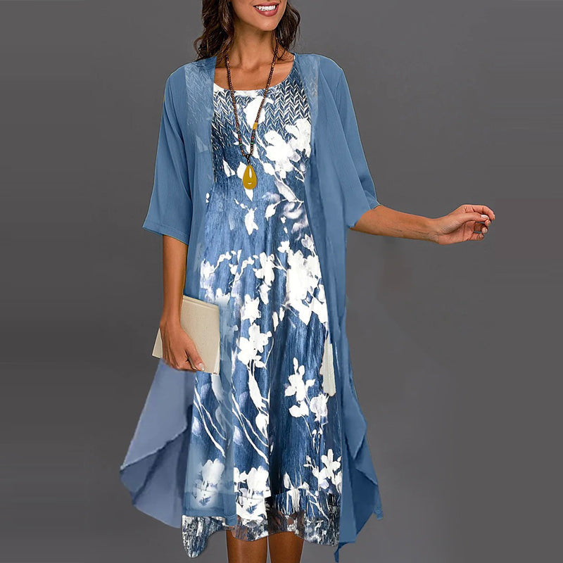 Eleny™ - Ensemble élégant de robe en chiffon floral en deux parties
