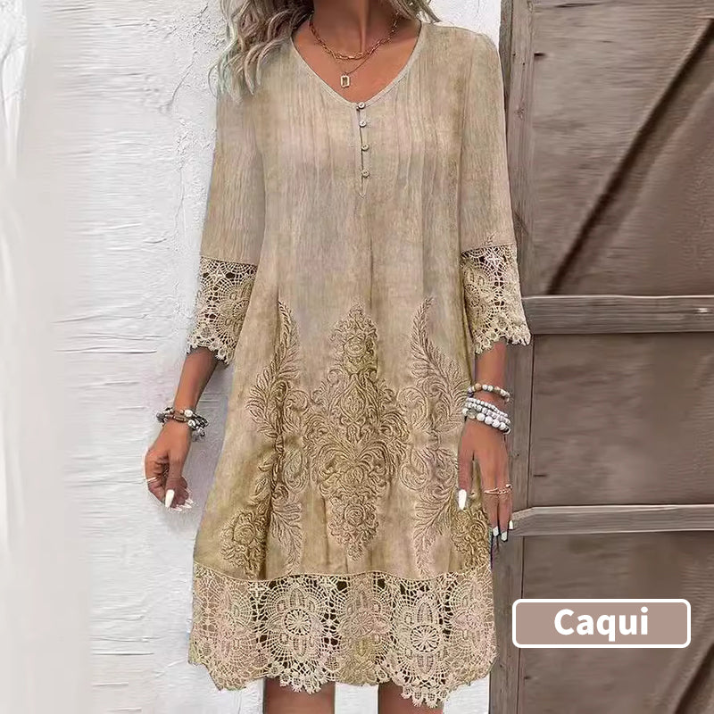 Maia™ - Robe élégante en dentelle à demi-manches et décolleté en V pour femmes