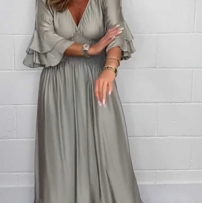 Sybille™ - Robe Évasée à Volants et Taille Haute