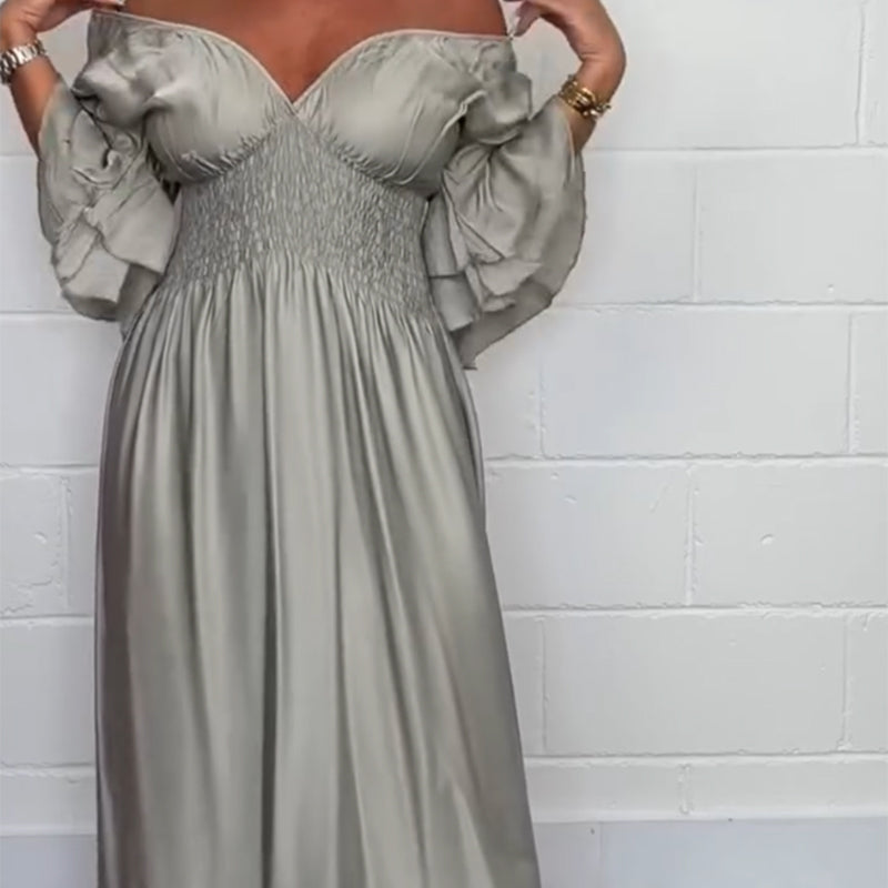 Sybille™ - Robe Évasée à Volants et Taille Haute
