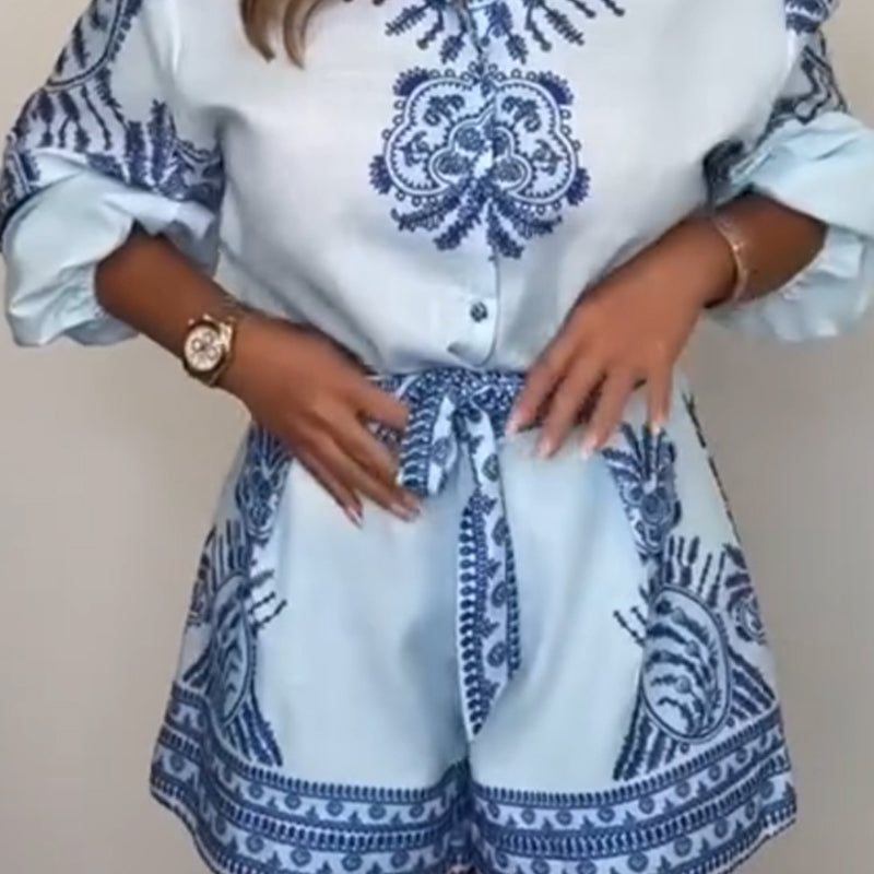 Talea™ - Short à motifs avec fermeture à boutons Co-ord