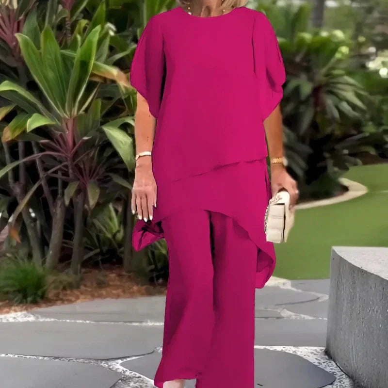 Eryndra™ - Ensemble Élégant Femme avec Pantalon Palazzo Drapé
