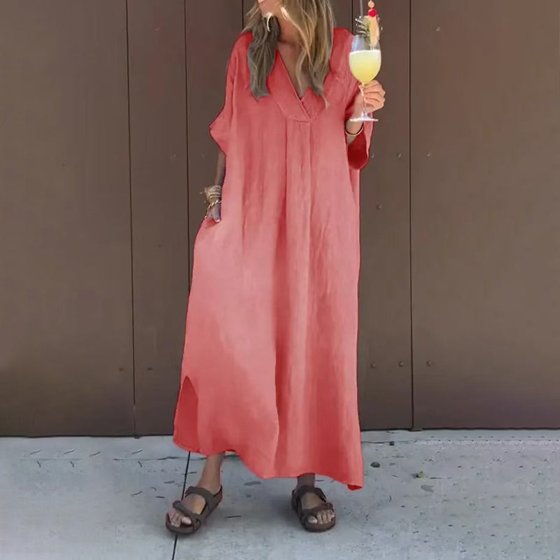 Alessia™ - Robe décontractée à col en V fluide pour femmes