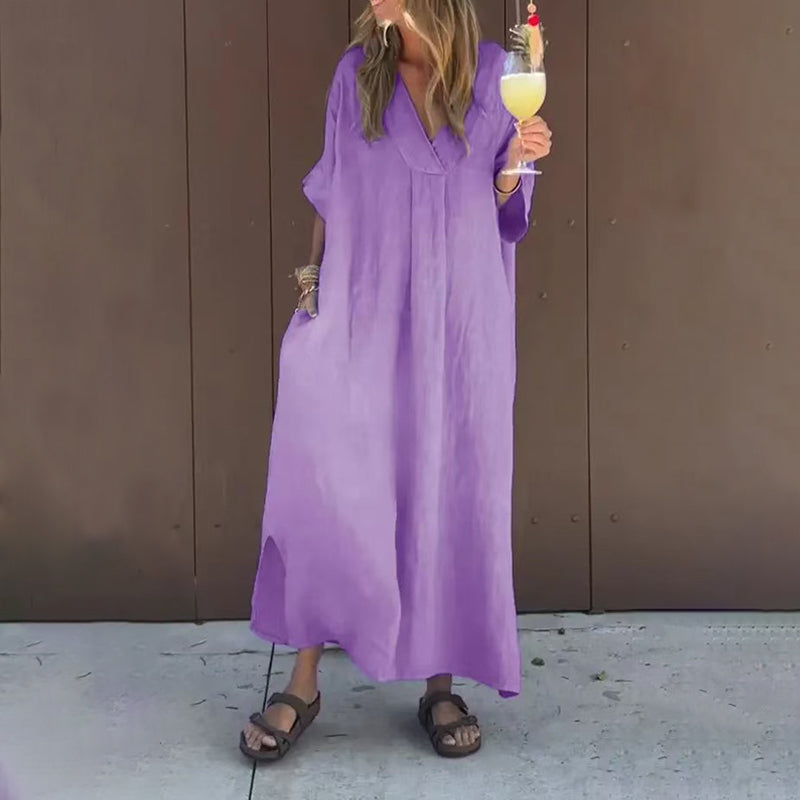 Alessia™ - Robe décontractée à col en V fluide pour femmes