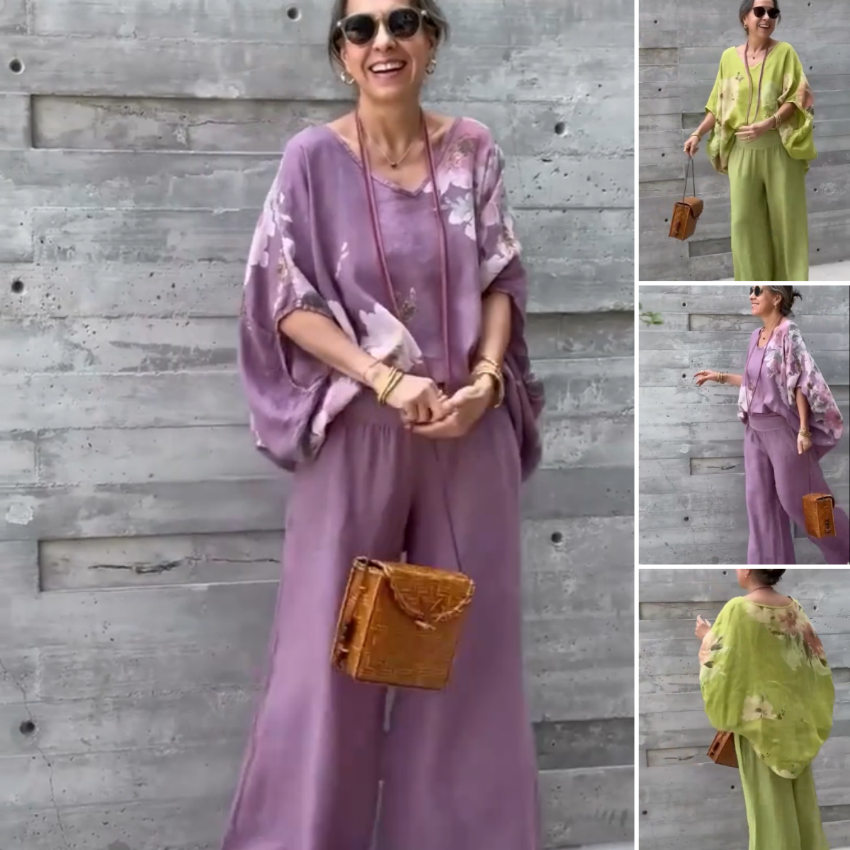 Régine™ - Ensemble 2 Pièces en Chiffon Imprimé Ample