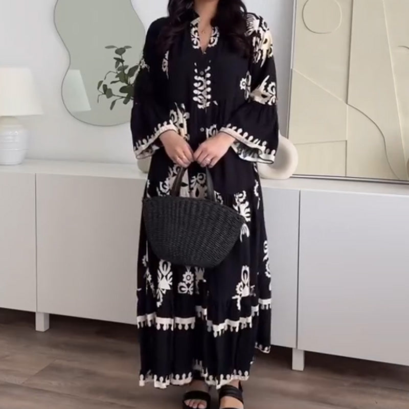 Katell™ - Robe Midi Ample pour Femme avec Ourlet Volanté