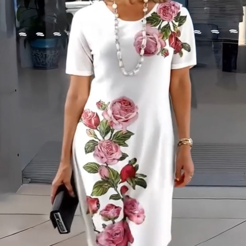 Josina™ - Robe Courte à Manches Courtes et Col Rond Imprimé Mode Féminine