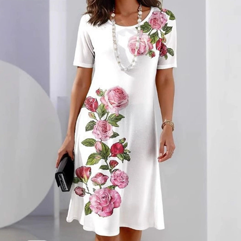 Josina™ - Robe Courte à Manches Courtes et Col Rond Imprimé Mode Féminine
